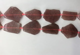 CNG7979 25*30mm - 35*45mm freeform strawberry quartz slab beads