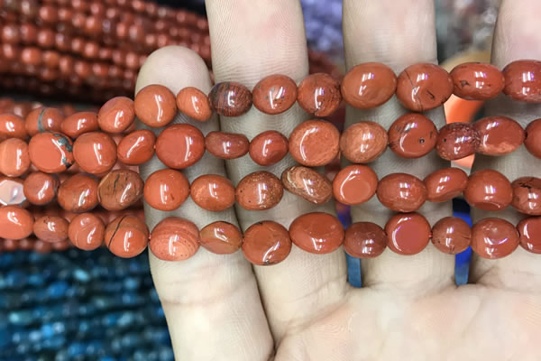 CNG8023 15.5 inches 6*8mm nuggets red jasper beads wholesale