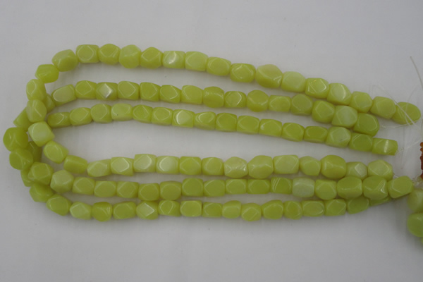 CNG805 15.5 inches 8*12mm faceted nuggets lemon jade beads