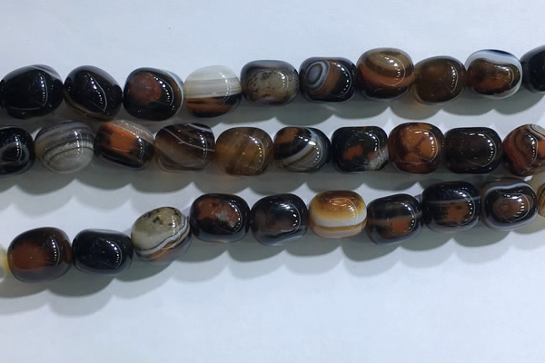 CNG8197 15.5 inches 10*14mm nuggets striped agate beads wholesale