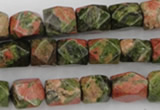 CNG821 15.5 inches 9*12mm faceted nuggets unakite gemstone beads