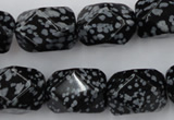 CNG834 15.5 inches 13*18mm faceted nuggets snowflake obsidian beads