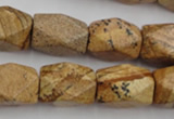 CNG842 15.5 inches 13*18mm faceted nuggets picture jasper beads