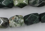 CNG845 15.5 inches 13*18mm faceted nuggets moss agate beads