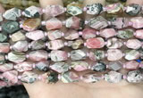 CNG8525 15.5 inches 7*10mm - 8*12mm faceted nuggets rhodochrosite beads