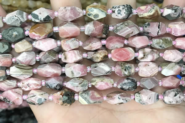 CNG8525 15.5 inches 7*10mm - 8*12mm faceted nuggets rhodochrosite beads