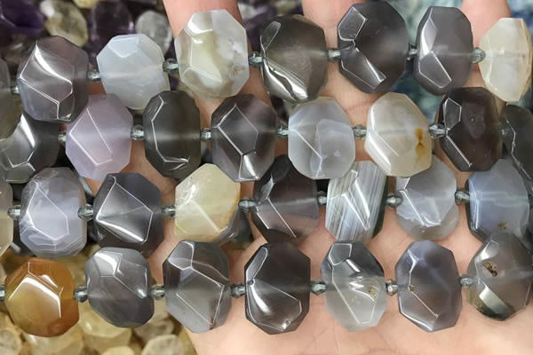 CNG8551 15.5 inches 13*18mm - 15*25mm faceted freeform grey agate beads