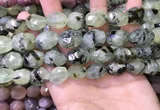 CNG8567 12*16mm - 15*20mm faceted nuggets green rutilated quartz beads