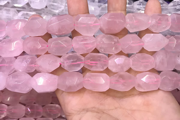 CNG8580 13*18mm - 15*20mm faceted nuggets rose quartz beads