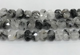 CNG8613 10*13mm - 12*16mm faceted freeform black rutilated quartz beads