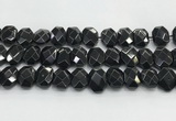 CNG8624 10*13mm - 12*16mm faceted freeform black agate beads