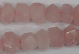 CNG863 15.5 inches 10*14mm faceted nuggets rose quartz beads