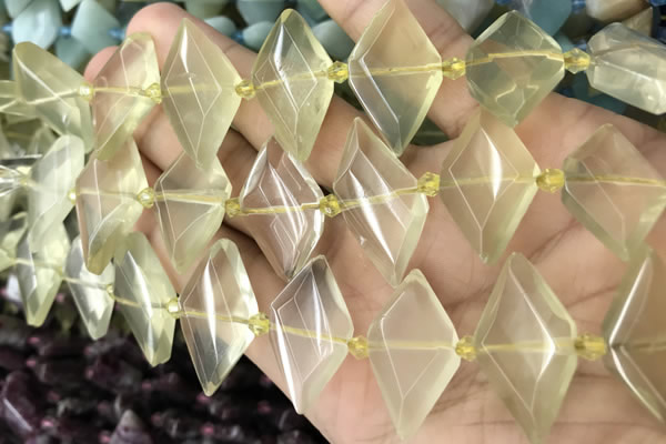 CNG8635 13*20mm - 15*25mm faceted freeform lemon quartz beads