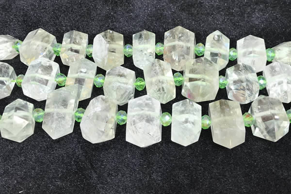 CNG8676 12*20mm - 20*33mm faceted nuggets green quartz beads