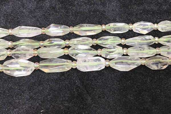 CNG8683 12*23mm - 15*25mm faceted freeform green quartz beads