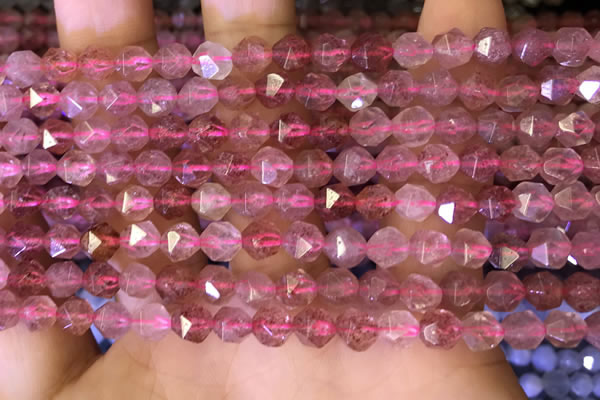 CNG8695 15.5 inches 6mm faceted nuggets strawberry quartz beads