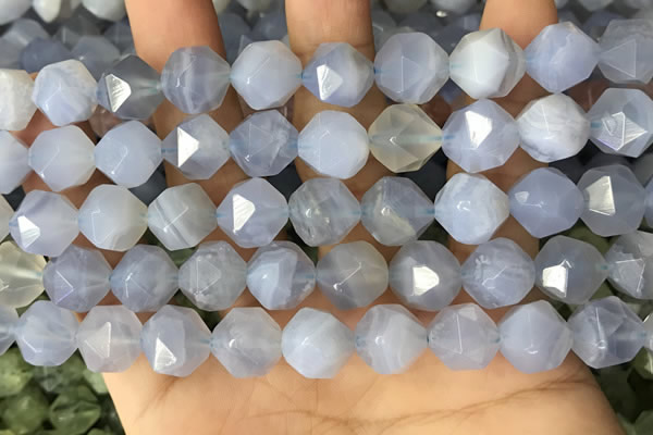 CNG8708 15.5 inches 12mm faceted nuggets blue chalcedony beads