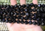 CNG8737 15.5 inches 8mm faceted nuggets black agate beads