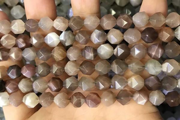 CNG8751 15.5 inches 8mm faceted nuggets moonstone beads wholesale