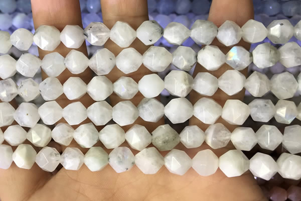 CNG8757 15.5 inches 8mm faceted nuggets white moonstone beads