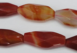 CNG880 15.5 inches 14*30mm faceted rice red agate nugget beads