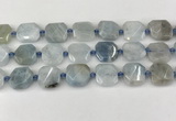 CNG8805 15.5 inches 16mm - 20mm faceted freeform aquamarine beads