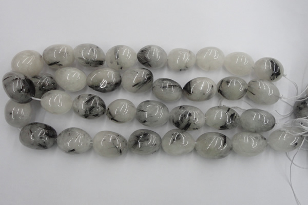 CNG887 15.5 inches 18*25mm nuggets black rutilated quartz beads