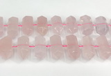 CNG8910 10*25mm - 15*30mm faceted nuggets rose quartz beads