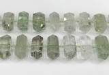 CNG8912 10*25mm - 15*30mm faceted nuggets green quartz beads