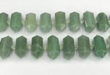 CNG8915 10*25mm - 15*30mm faceted nuggets green aventurine beads