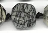 CNG8935 16*17mm - 18*19mm faceted freeform black water jasper beads