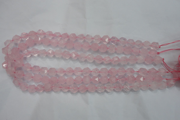 CNG920 15 inches 10mm faceted nuggets rose quartz beads