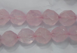 CNG921 15 inches 12mm faceted nuggets rose quartz beads