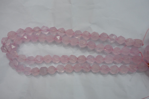 CNG921 15 inches 12mm faceted nuggets rose quartz beads