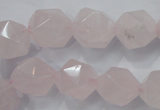 CNG922 15 inches 14mm faceted nuggets rose quartz beads