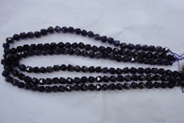 CNG926 15 inches 8mm faceted nuggets amethyst gemstone beads