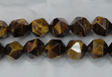 CNG937 15 inches 10mm faceted nuggets yellow tiger eye beads