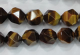 CNG938 15 inches 12mm faceted nuggets yellow tiger eye beads