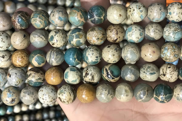 CNI403 15.5 inches 10mm round blue impression jasper beads