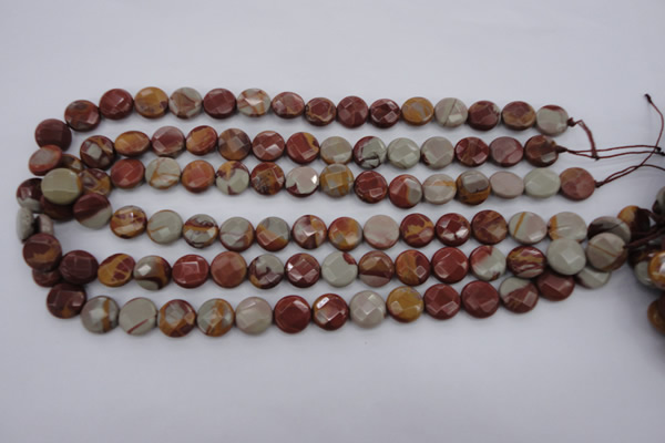 CNJ42 15.5 inches 12mm faceted coin noreena jasper beads