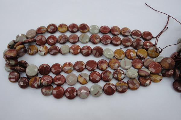 CNJ43 15.5 inches 14mm faceted coin noreena jasper beads