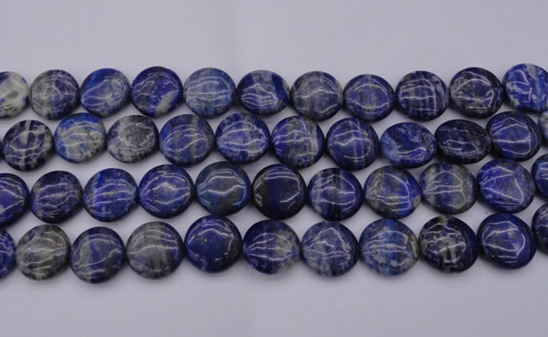 CNL1108 15.5 inches 16mm flat round lapis lazuli gemstone beads