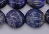 CNL1109 15.5 inches 18mm flat round lapis lazuli gemstone beads