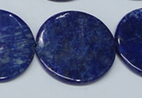 CNL1281 15.5 inches 30mm flat round natural lapis lazuli beads