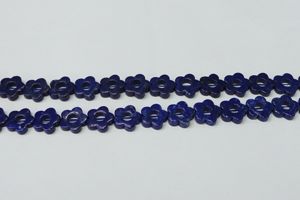 CNL1310 15.5 inches 16mm carved flower natural lapis lazuli beads