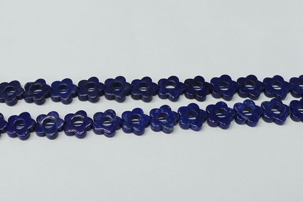 CNL1311 15.5 inches 18mm carved flower natural lapis lazuli beads