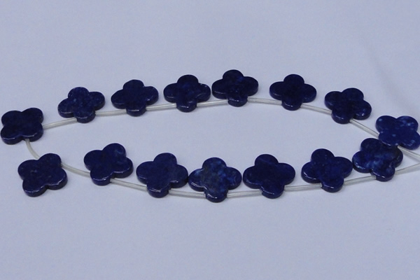 CNL1317 Top drilled 24mm flower natural lapis lazuli beads