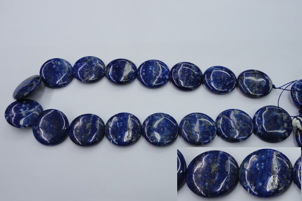 CNL737 15.5 inches 25mm flat round natural lapis lazuli gemstone beads