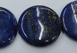 CNL738 15.5 inches 30mm flat round natural lapis lazuli gemstone beads