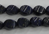 CNL920 15.5 inches 10*14mm twisted rice natural lapis lazuli beads